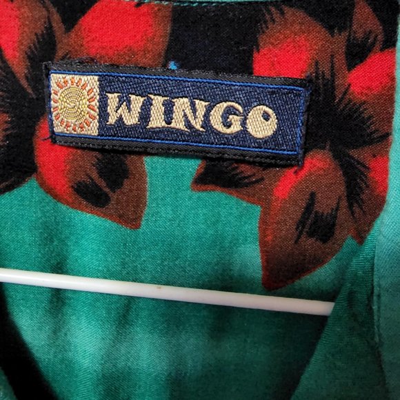 Men's XL Wingo Green Hawaiian Print Short Sleeve Button Down Shirt - Picture 6 of 8